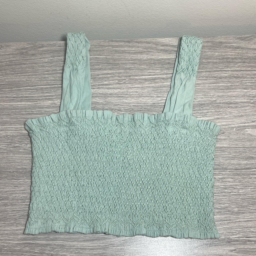 MIRTH Mint Green Smocked Crop Tank Top Bandeau Small